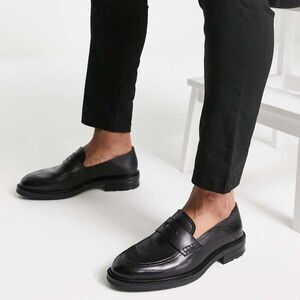 Bolongaro Trevor Men's Leather Preppy Loafers In Black Size 10